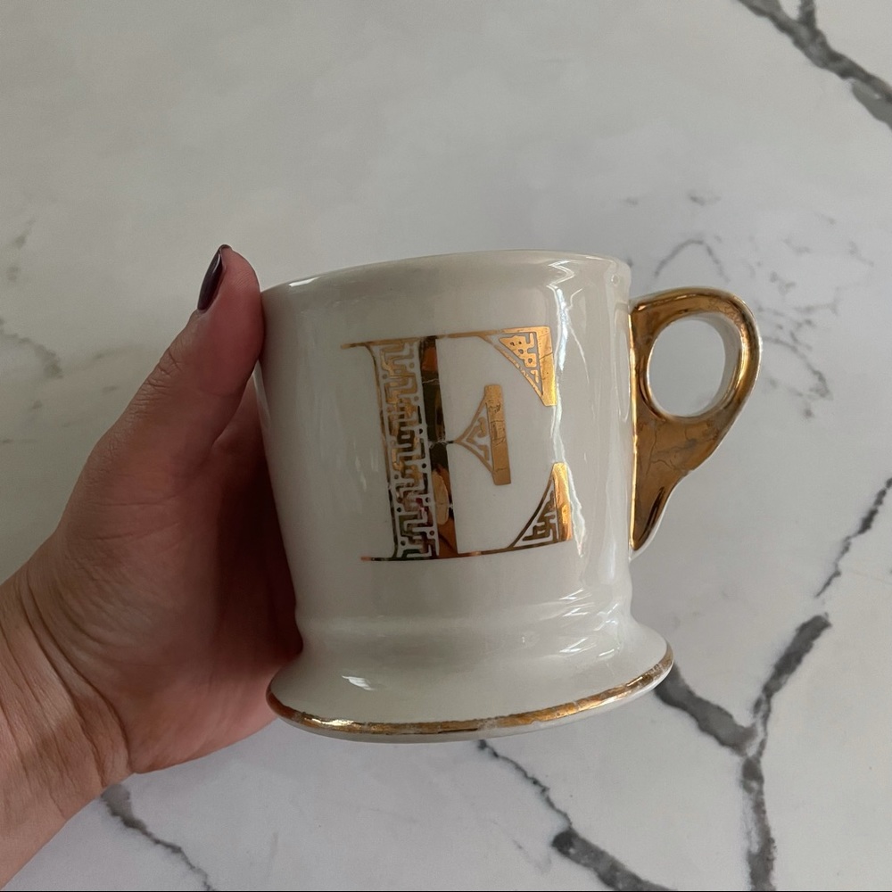 Limited Edition Anthropologie Gold Monogram Mug E